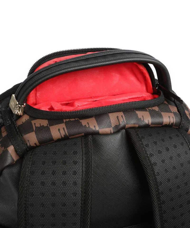 Sprayground Brown And Cream Drip Check Shark Rucksack brown