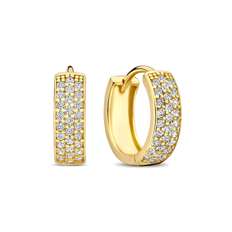 Beloro Jewels Monte Napoleone Stella 9 karat gold hoop earrings with zirconia BO360086