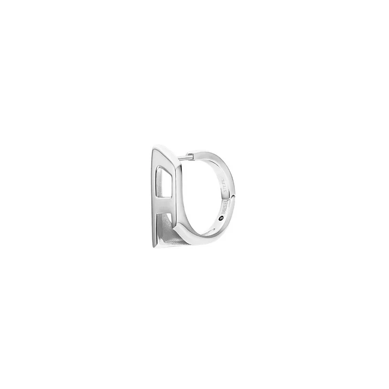 Diesel D Logo Silver Stainless Steel Earrings DX1637040