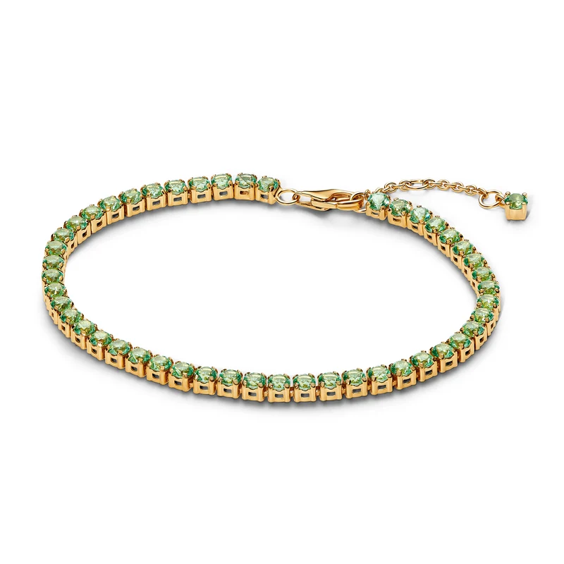 Pandora Timeless Gold Plated Sparkling Green Tennis Bracelet 561469C02-18