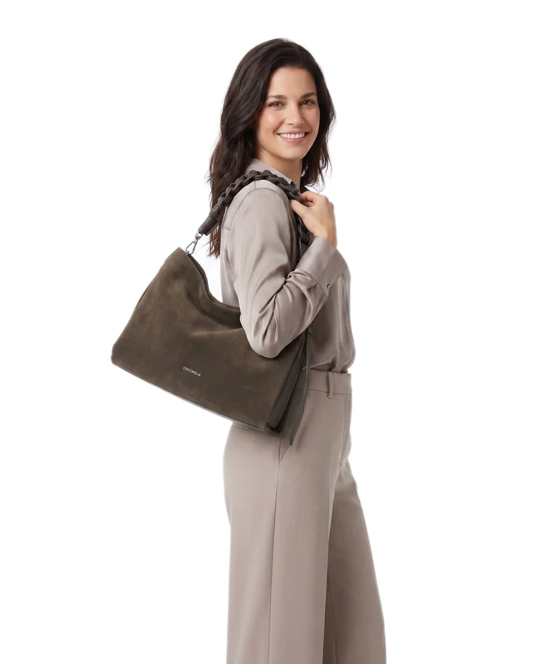 Coccinelle Boheme Suede Beuteltasche fango