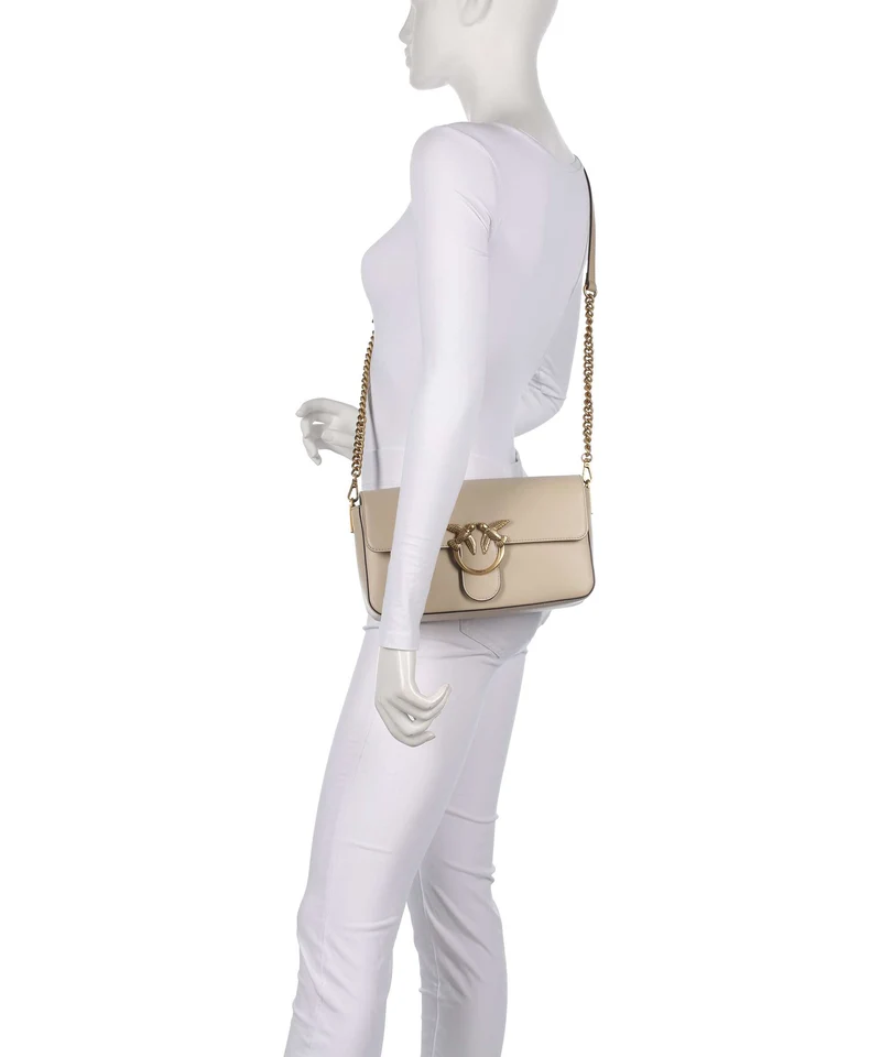 Pinko Love One Classic Slouchy Umhängetasche beige/grigio fumo/antique gold