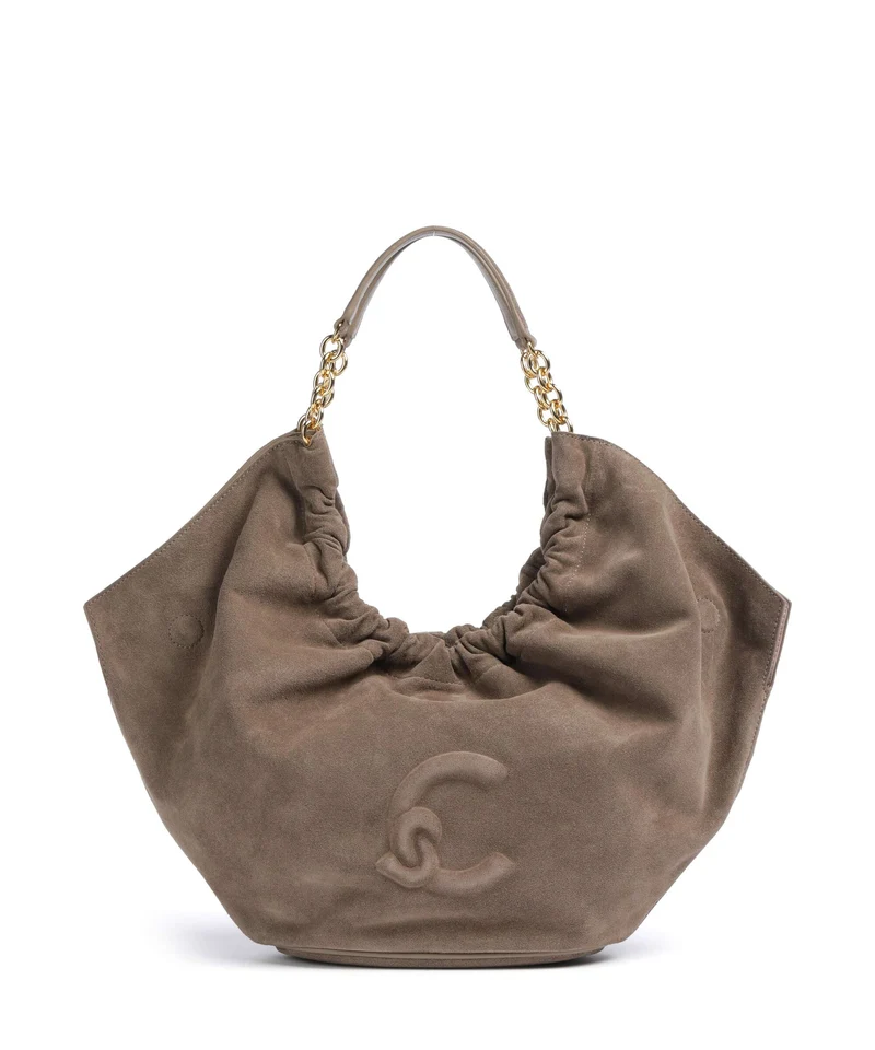 Coccinelle Smash Suede Beuteltasche warm taupe