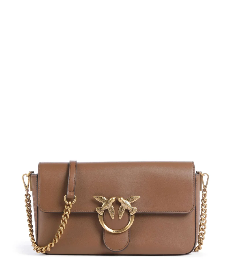 Pinko Love One Classic Slouchy Umhängetasche marrone cognac/antique gold