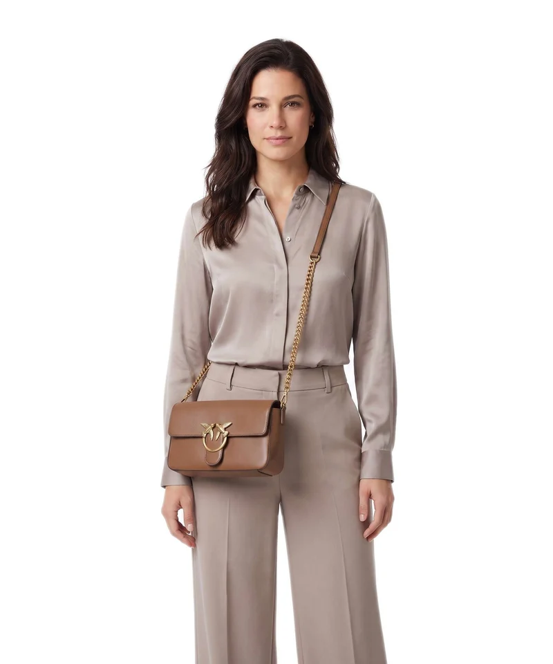 Pinko Love One Classic Slouchy Umhängetasche marrone cognac/antique gold