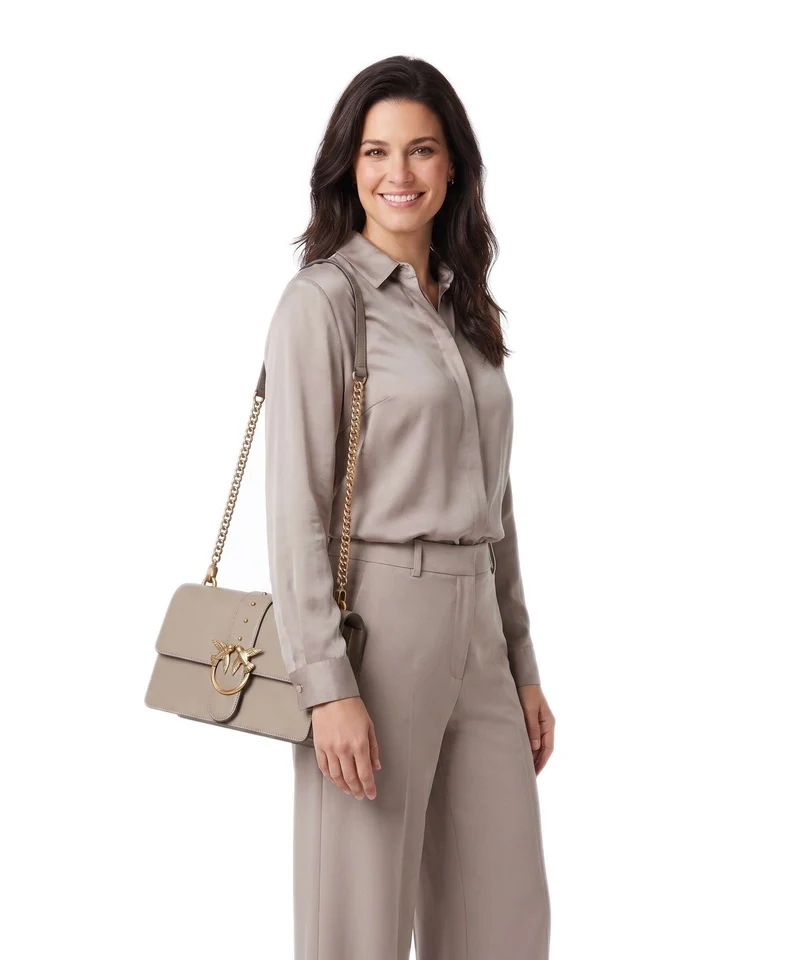 Pinko Love One Classic Umhängetasche grigio talpa/antique gold