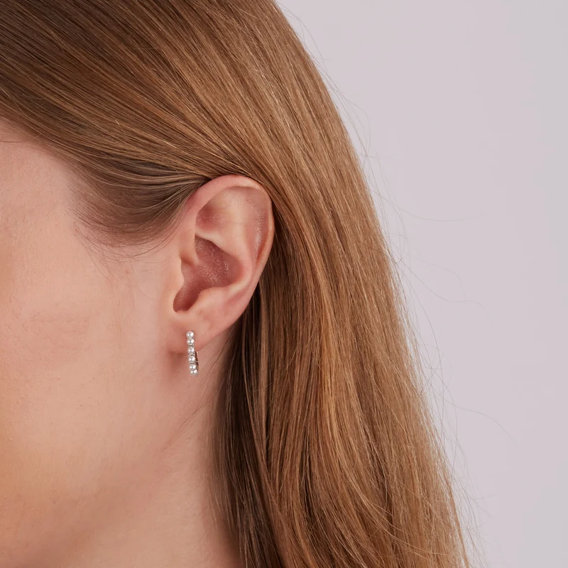 Karma 925 Sterling Zilveren Plain Pretty Pearls Oorbellen M3169S