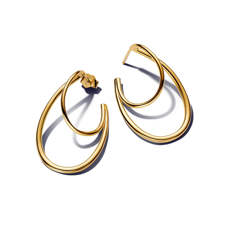 Pandora Essence Gold Plated Organically Shaped Double Hoop Earrings 263870C00