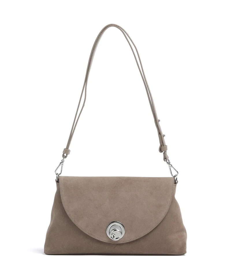 Coccinelle Nikla Suede Schultertasche warm taupe