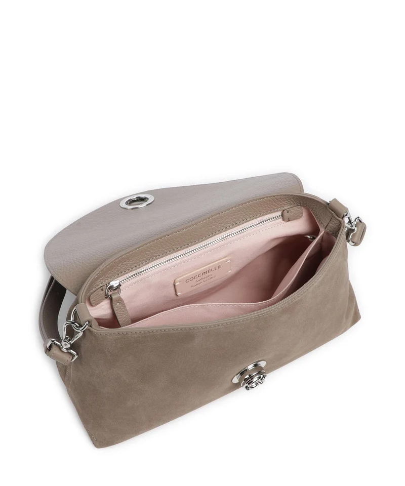 Coccinelle Nikla Suede Schultertasche warm taupe