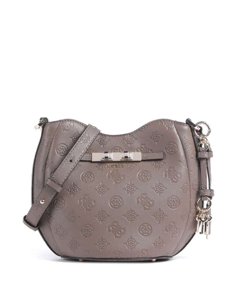 Guess Carmella Bucket Handtasche taupe logo