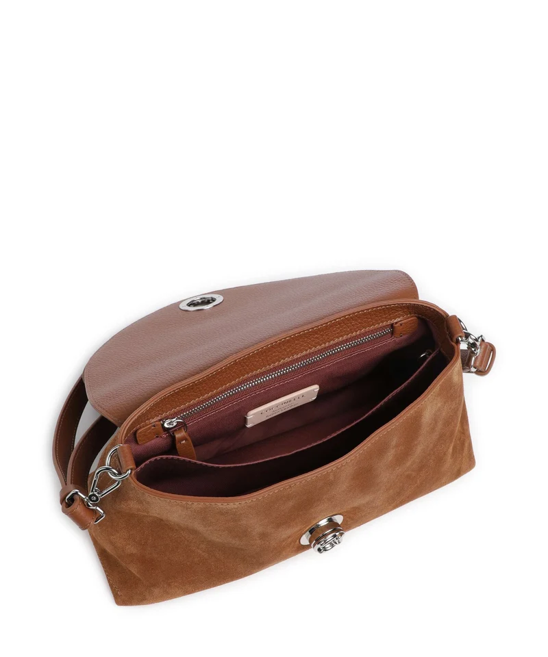 Coccinelle Nikla Suede Schultertasche cognac