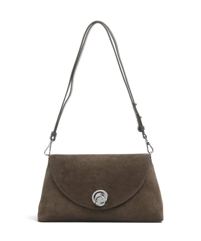 Coccinelle Nikla Suede Schultertasche fango