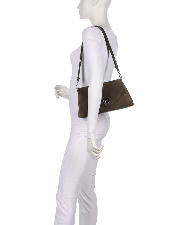 Coccinelle Nikla Suede Schultertasche fango