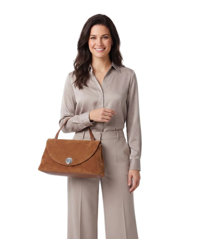 Coccinelle Nikla Suede Handtasche cognac