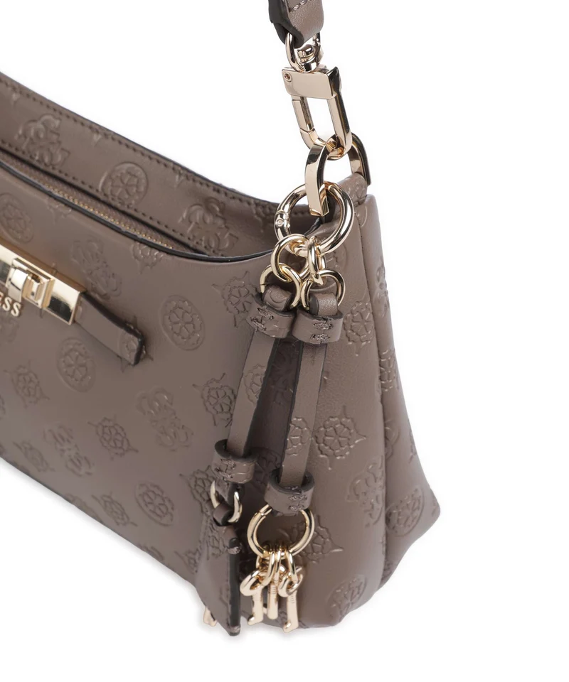 Guess Carmella Schultertasche taupe logo