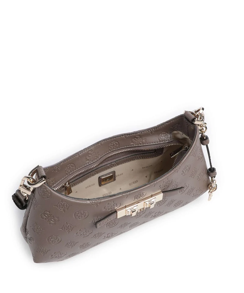 Guess Carmella Schultertasche taupe logo