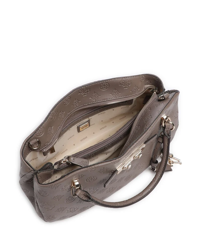 Guess Carmella Handtasche taupe logo