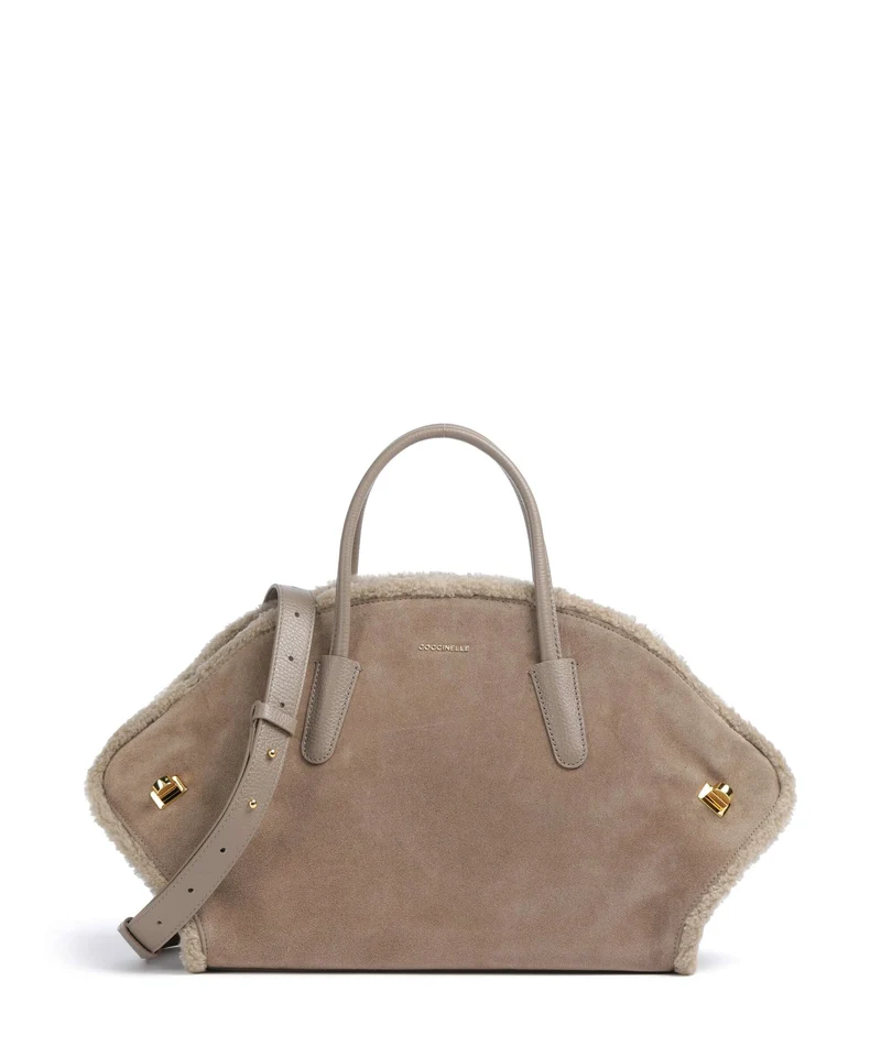Coccinelle Tylde Suede Handtasche warm taupe