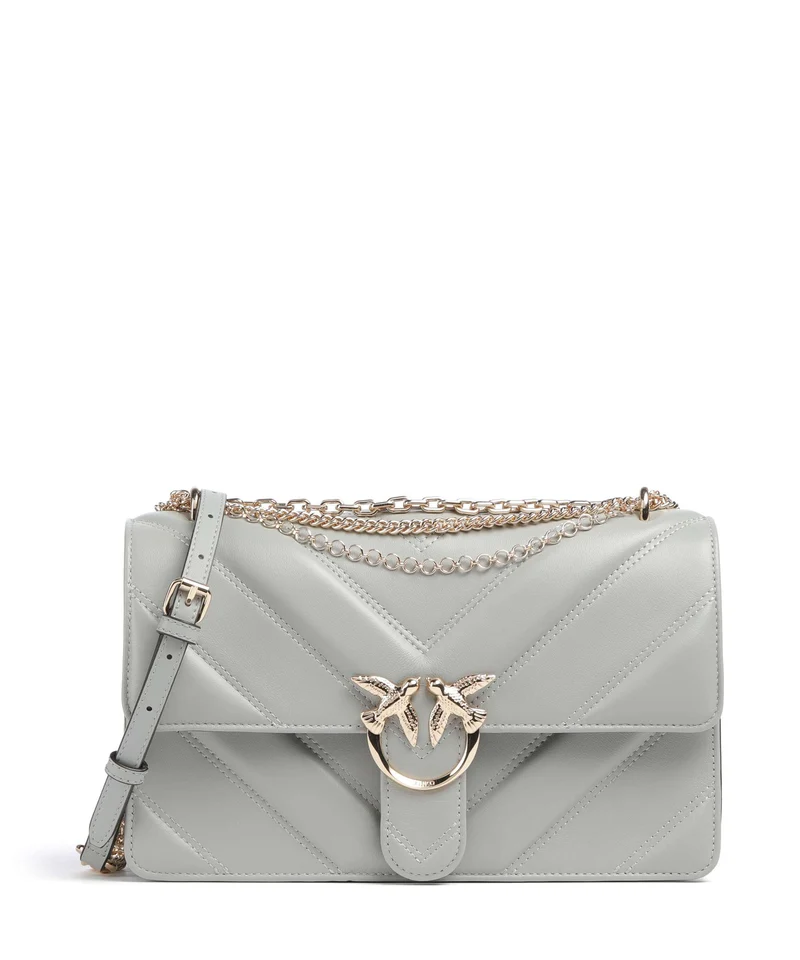Pinko Love One Classic Schultertasche grigio perla/gold mordore