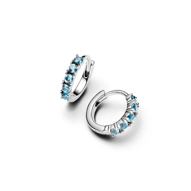 Pandora Timeless 925 Sterling Silver Blue Huggie Earring 293849C01
