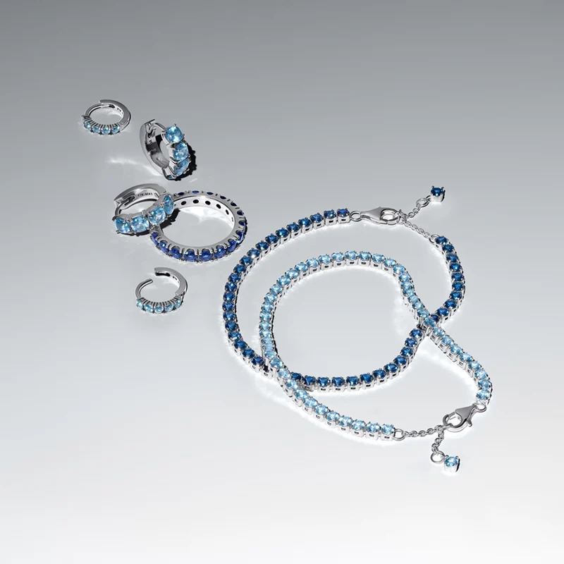 Pandora Timeless 925 Sterling Silver Blue Huggie Earring 293849C01