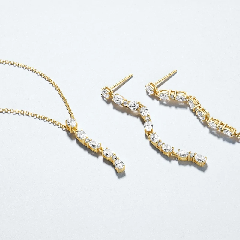 Sif Jakobs Ellera 925 Sterling Silver Earrings with 18 Karat Gold Plating SJ-E2417-CZ-YG