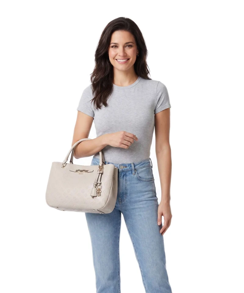 Guess Carmella Girlfriend Handtasche bone logo