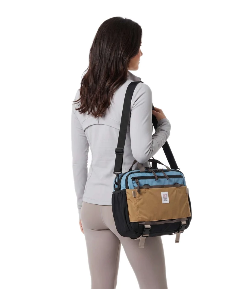 Topo Designs Mountain Umhängetasche river blue/brown oak