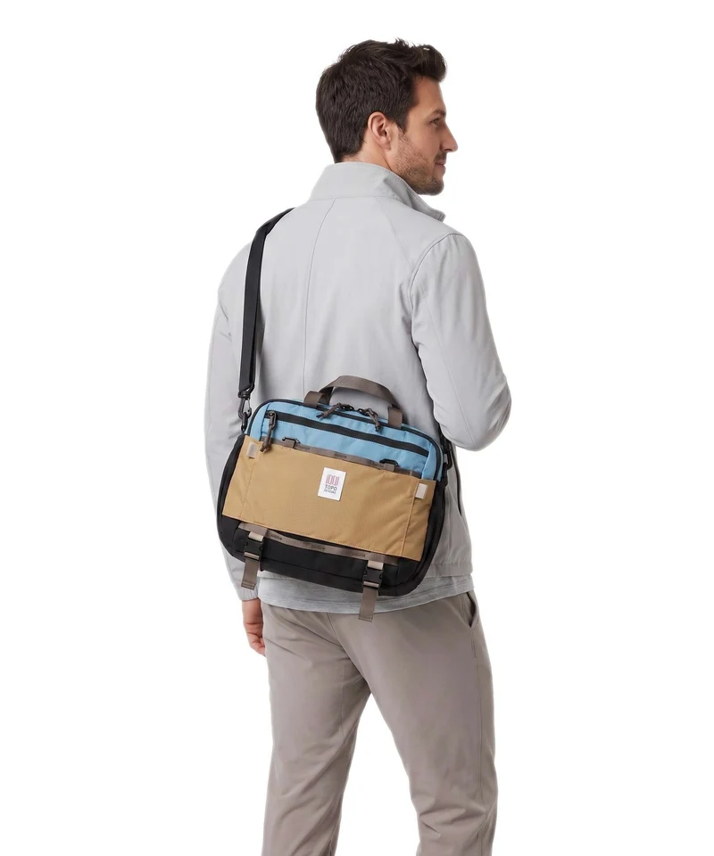 Topo Designs Mountain Umhängetasche river blue/brown oak