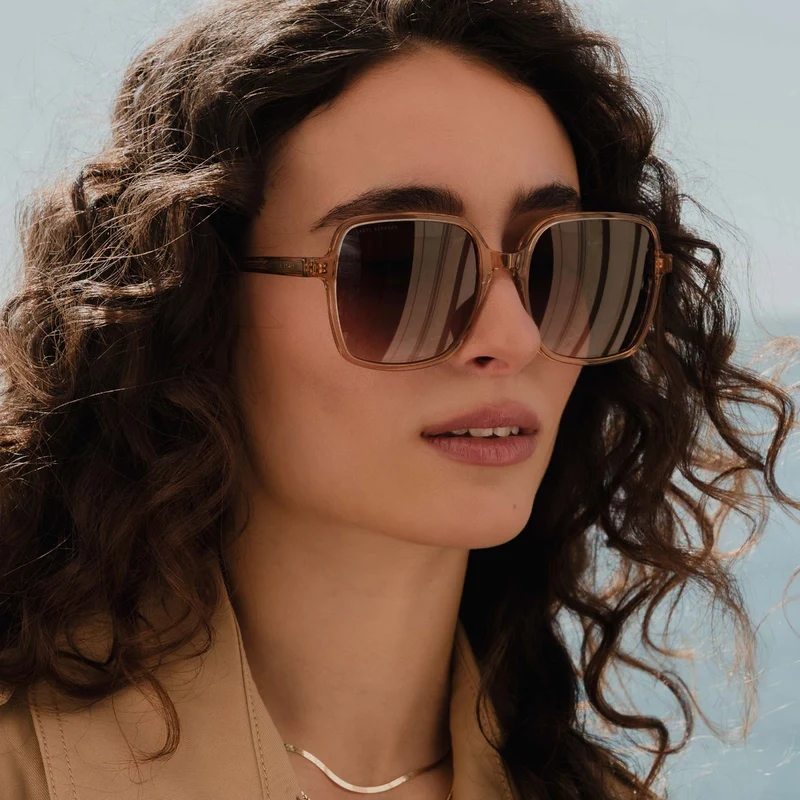 Isabel Bernard La Villette Rene Transparent Beige Quadratisch Sonnenbrille IB400000-02-14