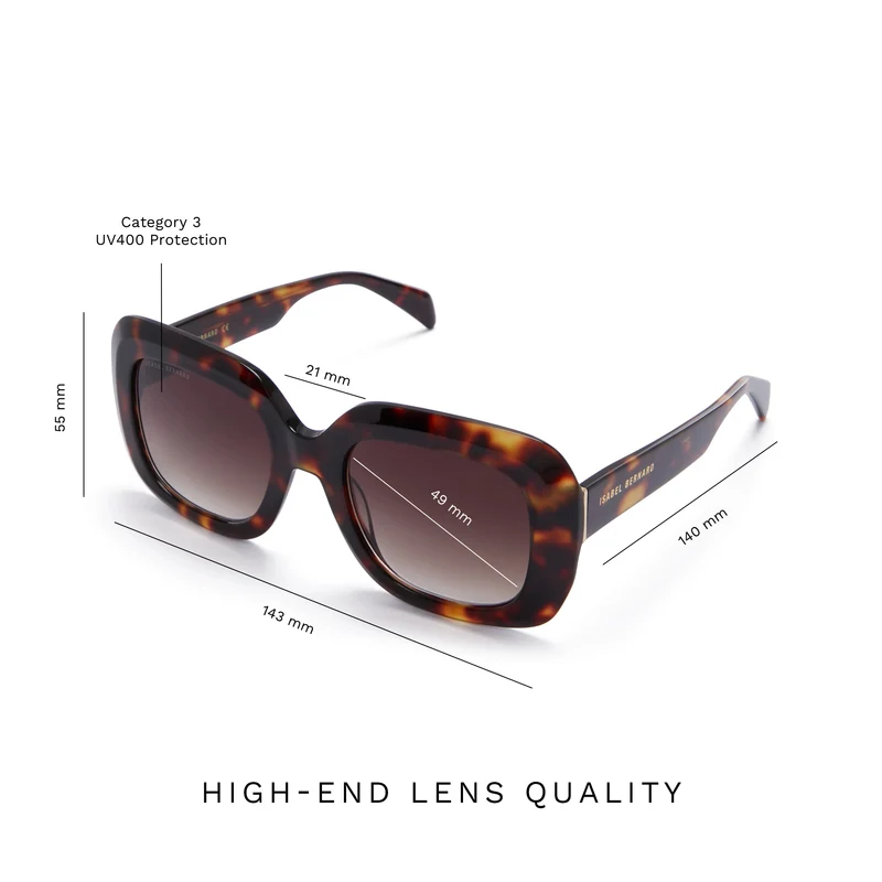 Isabel Bernard La Villette Rive Braun Tortoise Quadratisch Sonnenbrille IB400003-14-14