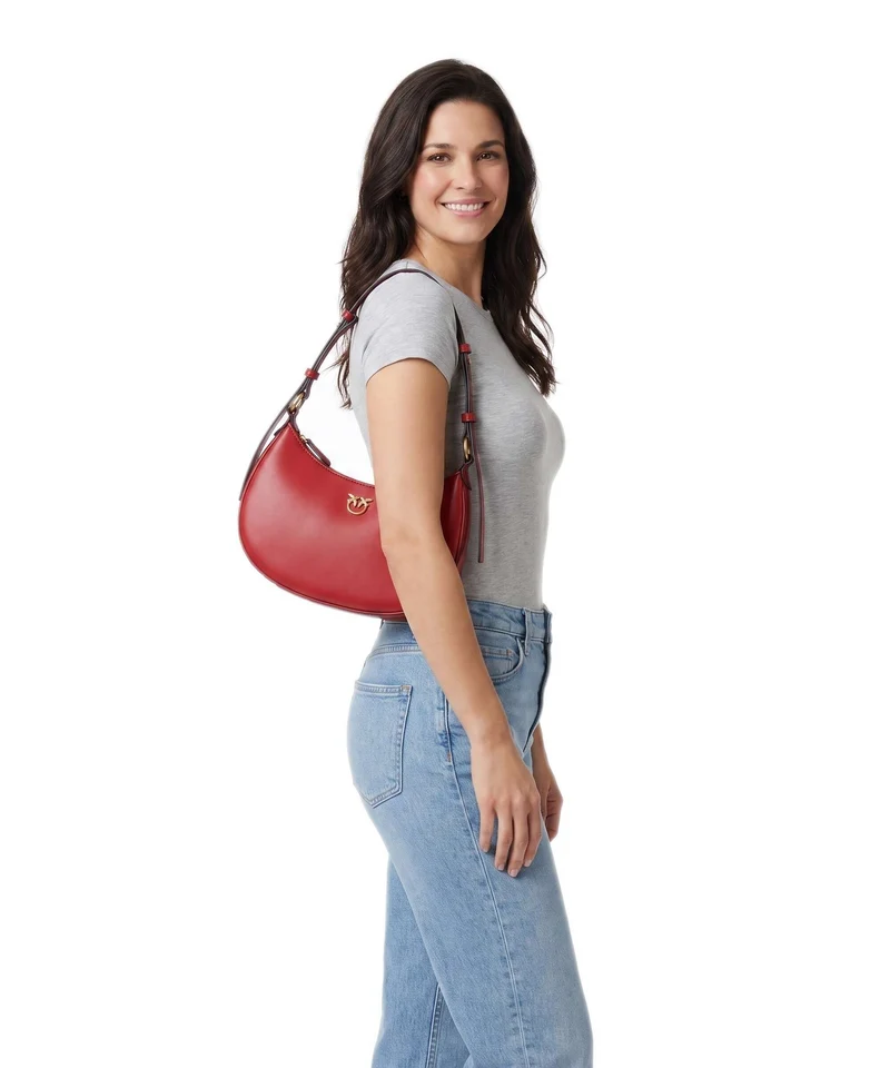 Pinko Half Moon Mini Schultertasche rosso rio/antique gold