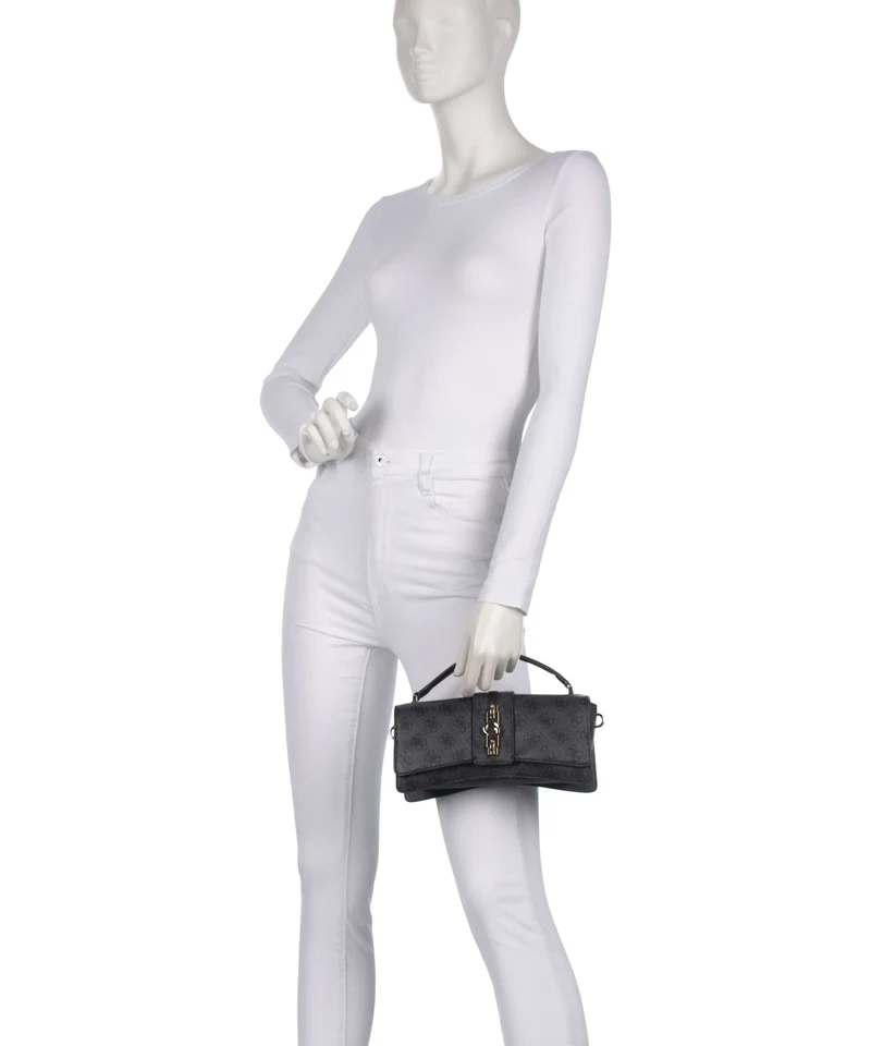 Guess Yvonne Logo Mini Handtasche coal logo