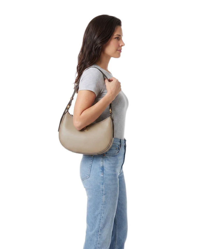 Pinko Half Moon Mini Schultertasche grigio talpa/antique gold