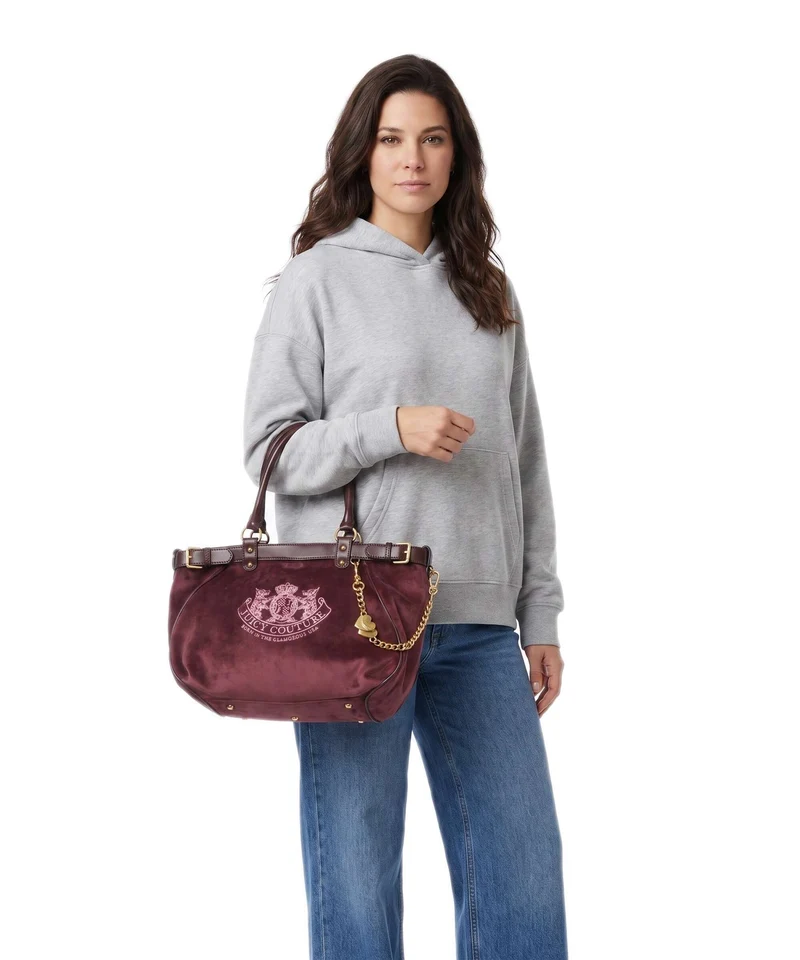 Juicy Couture Twig Narrative Velvet L Shopper winetasting