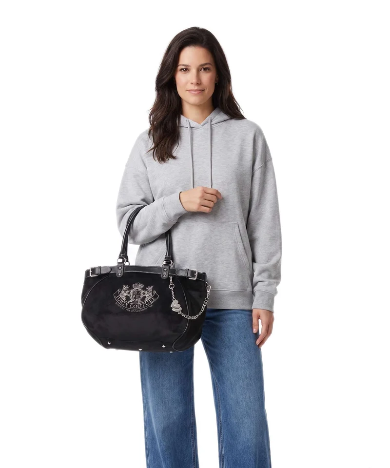 Juicy Couture Twig Narrative Velvet L Shopper black