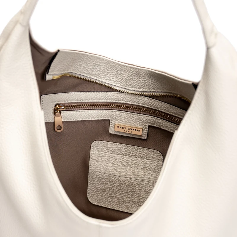 Isabel Bernard Honoré Grace cremefarbene Leder-Schultertasche aus Kalbsleder IB25093-070