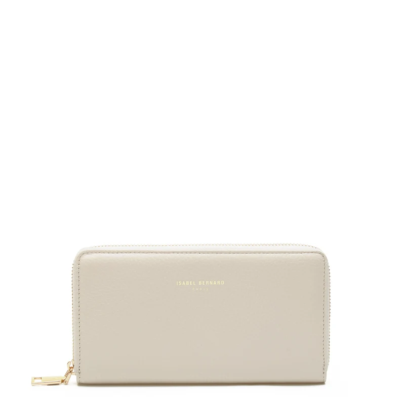 Isabel Bernard Honoré Léa Beige Kalbsleder Portemonnaie mit Reißverschluss IB23012