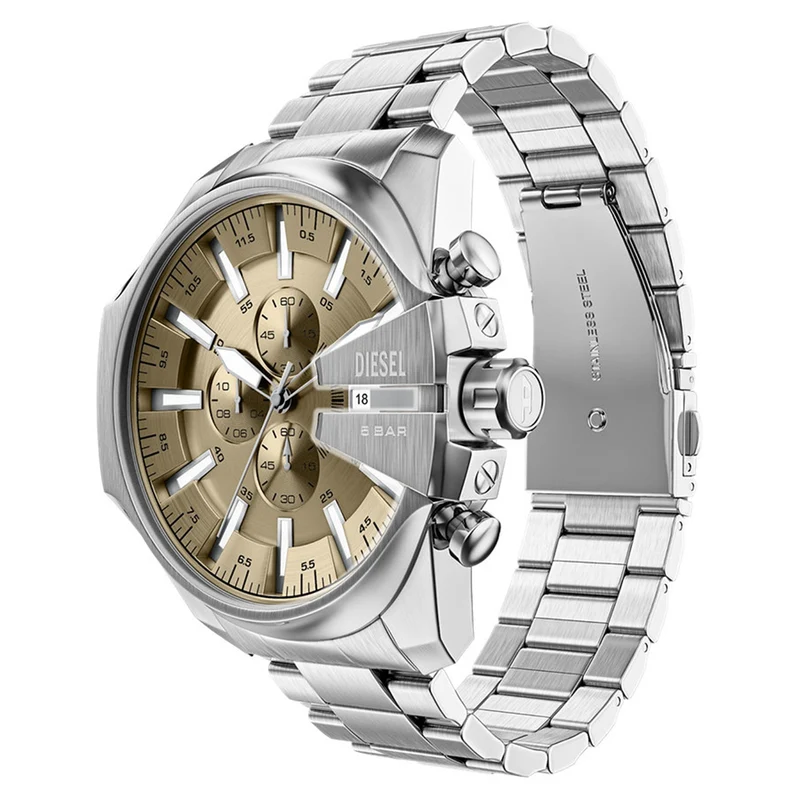 Diesel Mega Chief Slim Round Gold Dial Watch DZ4702