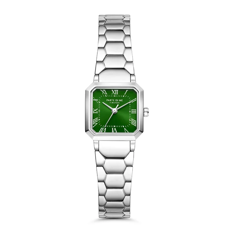 Parte di Me Orologio square ladies watch silver coloured and green PDM09029