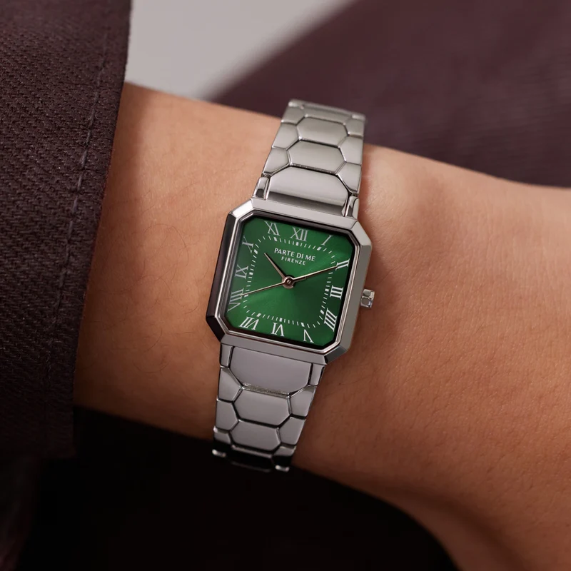 Parte di Me Orologio square ladies watch silver coloured and green PDM09029