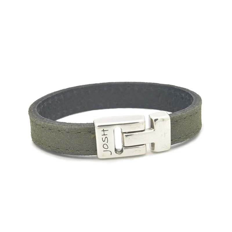 Josh Green Leather Bracelet 25037SL/GRNN/LRG