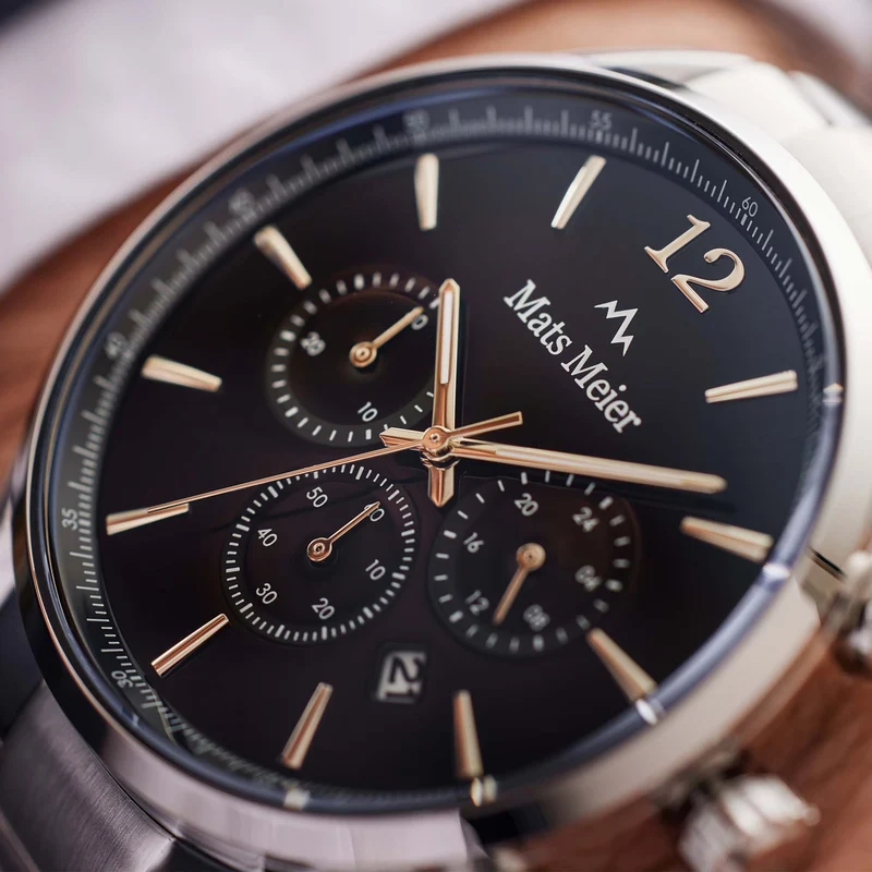 Mats Meier Grand Cornier Chrono Schwarz/Silberfarbene Uhr MM00110