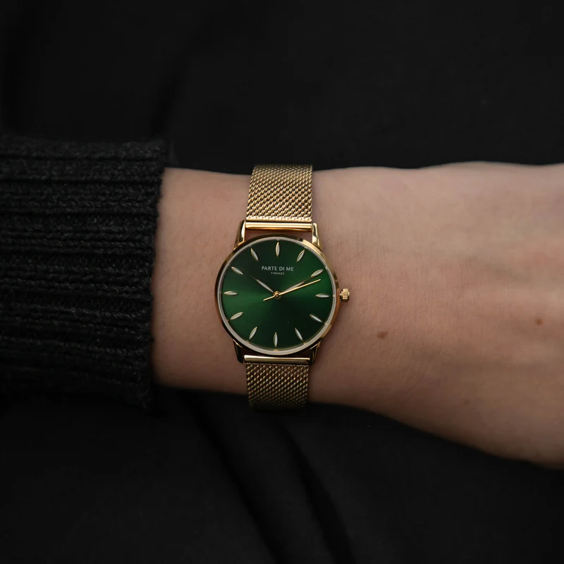 Parte Di Me Orologio rund Damenuhr goldfarben und grün PDM09054