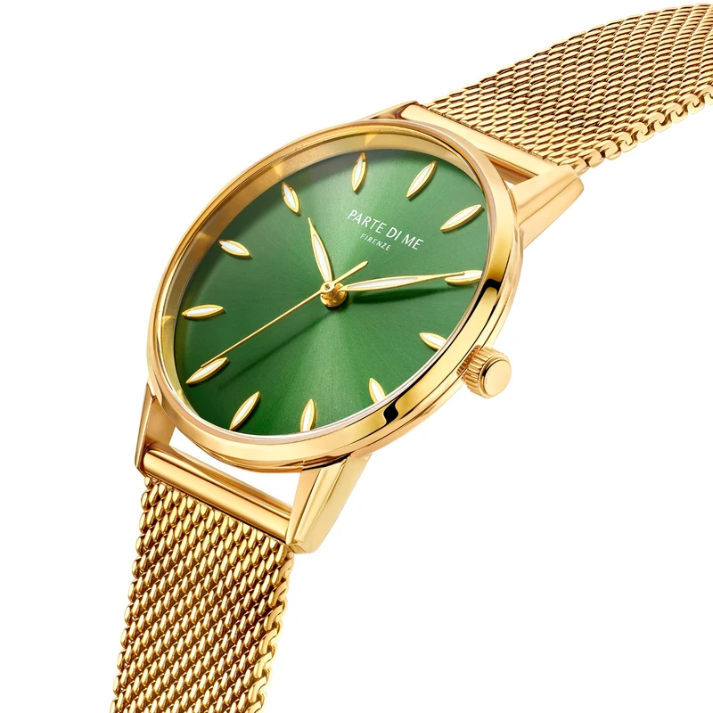 Parte Di Me Orologio rund Damenuhr goldfarben und grün PDM09054