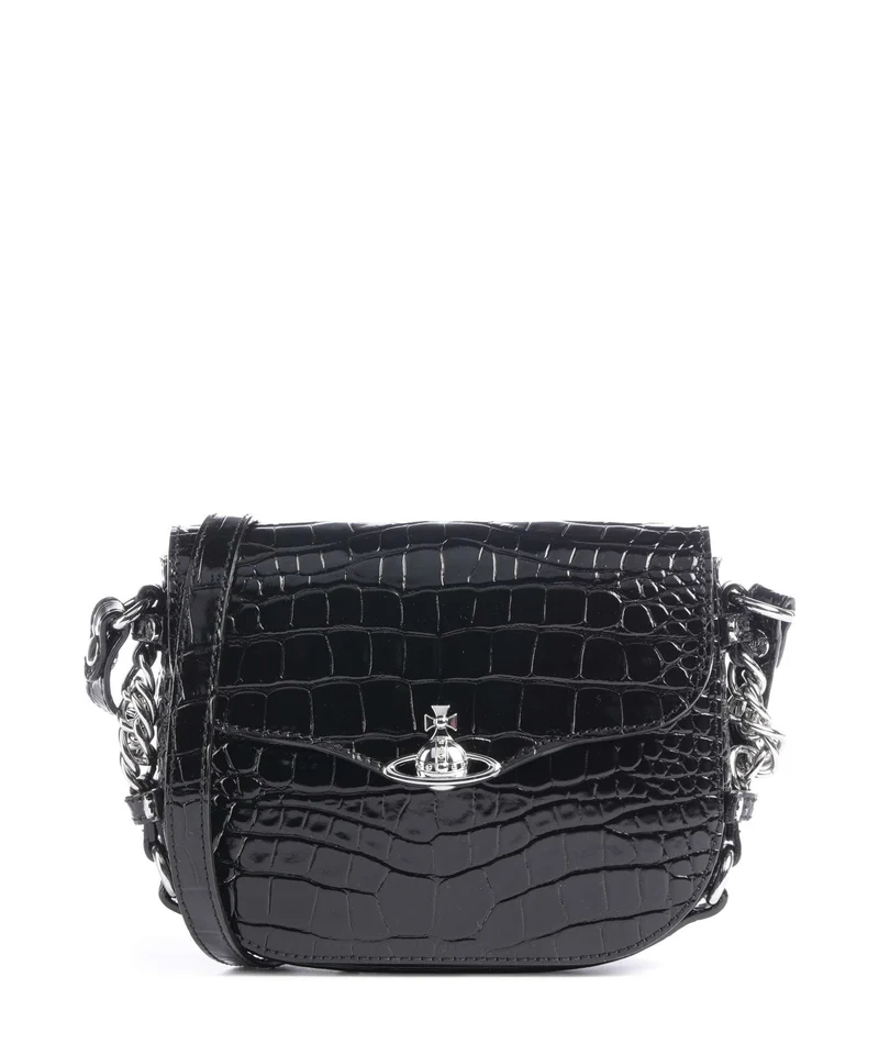 Vivienne Westwood Hunter Embossed Croc Umhängetasche black