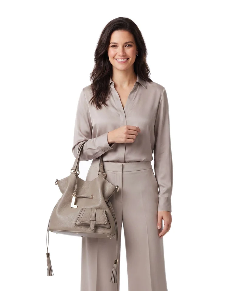 Lancel Premier Flirt M Bucket Handtasche pebble