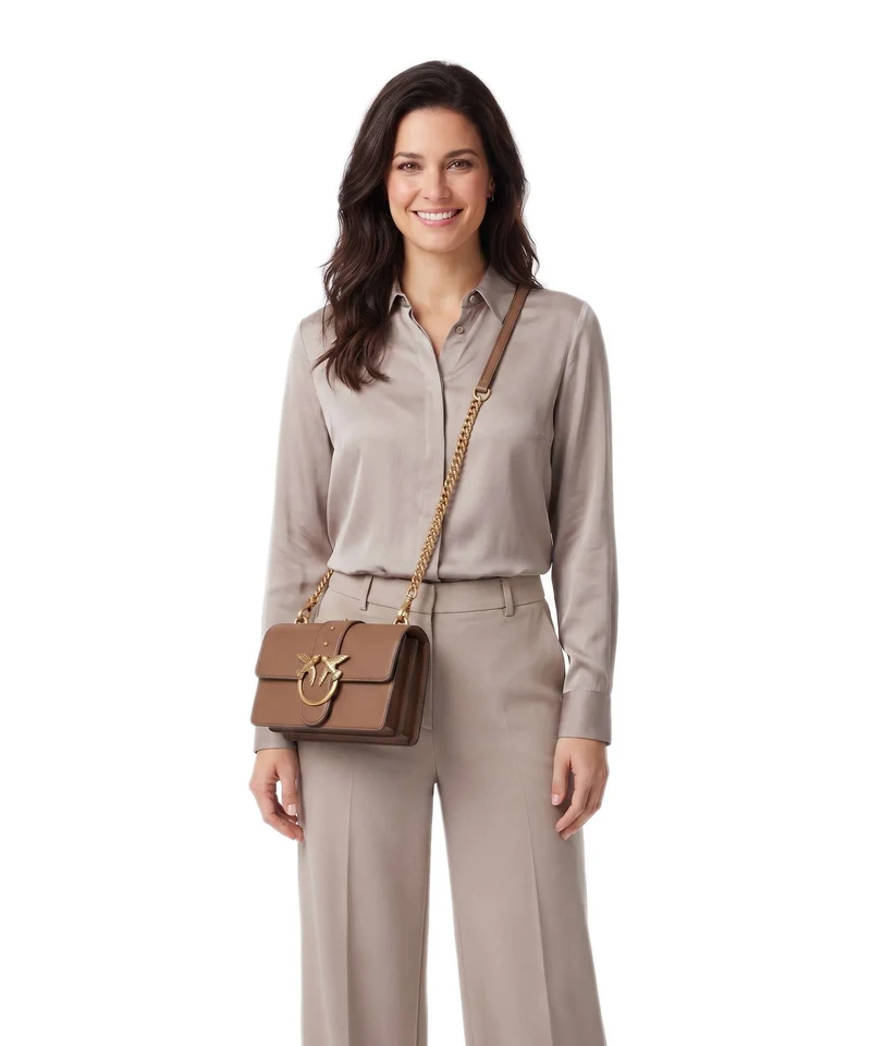 Pinko Love One Mini Umhängetasche marrone cognac/antique gold