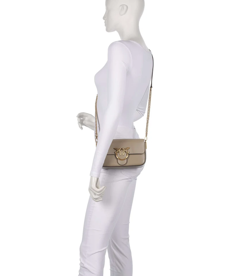 Pinko Love One Mini Slouchy Umhängetasche grigio talpa/antique gold